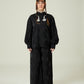 Vân - Gender Fluid Black High Collar Button Barrel Sleeves Top, No Pants