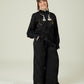 Vân - Gender Fluid Black High Collar Button Barrel Sleeves Top, No Pants