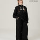 Vân - Gender Fluid Black High Collar Button Barrel Sleeves Top, No Pants