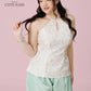 Vân - Muse Pink and Blue Flower Buds Yem Inspired Top Only, No Pants