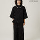 Vân - Gender Fluid Black High Collar Mid Sleeves Top, No Pants