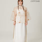 Vân - Gold and Maroon Dragon Embroidery Sheer Coat Top Only, No Pants