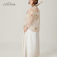 Vân - Gold and Maroon Dragon Embroidery Sheer Coat Top Only, No Pants