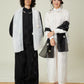 Vân - Gender Fluid White High Collar Barrel Sleeves Button Top, No Pants