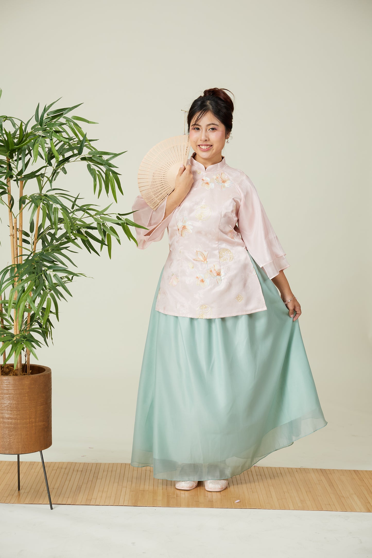 Vân - Reverie Pink Lotus Sheer Sleeves Top Only, No Pants