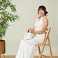 Vân - Lumen Cream and Gold Butterfly Embroidery Yem Inspired Top Only, No Pants