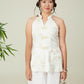 Vân - Lumen Cream and Gold Butterfly Embroidery Yem Inspired Top Only, No Pants