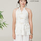 Vân - Lumen Cream and Gold Butterfly Embroidery Yem Inspired Top Only, No Pants