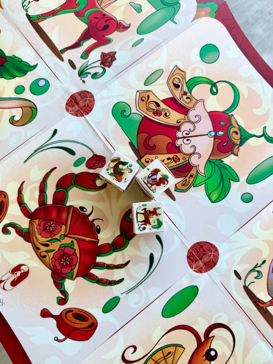 (1) Set of Bầu Cua Tôm Cá - Traditional Vietnamese Paper Board Game