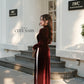 Champagne Red Velvet Plain High Collar Ao Dai Top Only, NO PANTS