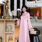 Linh Vy - Pink Vows Long Sleeve Bows Ao Dai Set
