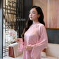 Linh Vy - Pink Vows Long Sleeve Bows Ao Dai Set