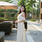 Linh Vy - Hush White Halter Off Shoulder Wing Sleeves Ao Dai Top Only, No Pants