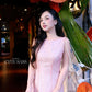 Linh Vy - Muse Light Pink Sleeveless Ao Dai Top Only and Shoulder Strings, No Pants