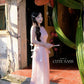 Linh Vy - Muse Light Pink Sleeveless Ao Dai Top Only and Shoulder Strings, No Pants