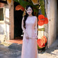 Linh Vy - Muse Light Pink Sleeveless Ao Dai Top Only and Shoulder Strings, No Pants