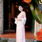 Linh Vy - Muse Light Pink Sleeveless Ao Dai Top Only and Shoulder Strings, No Pants