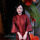 Linh Vy - Gender Fluid Maroon Wide Sleeve Ao Dai Top Only, No Pants