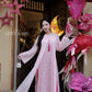 Mom and Daughter Pink Front-Slit with Tassel Ao Dai Set 1A