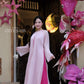 Mom and Daughter Pink Front-Slit with Tassel Ao Dai Set 1A