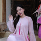Mom and Daughter Pink Front-Slit with Tassel Ao Dai Set 1A
