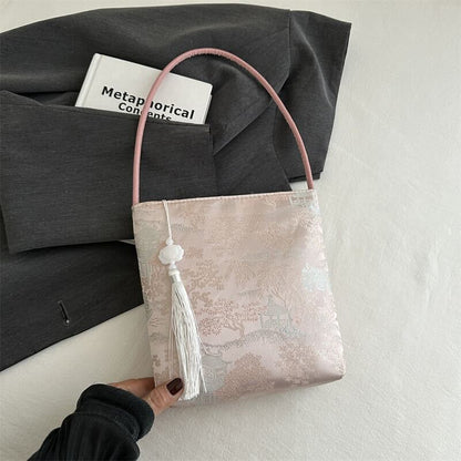 Silk Tassel Cord Bucket Bag | Ao Dai Accessories