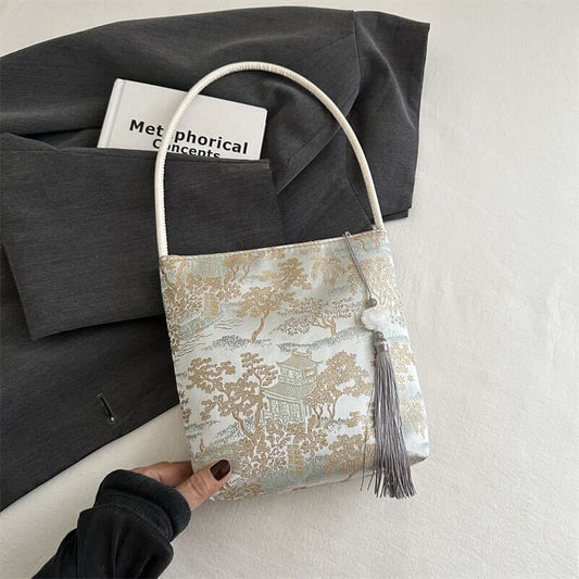 Silk Tassel Cord Bucket Bag | Ao Dai Accessories