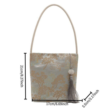 Silk Tassel Cord Bucket Bag | Ao Dai Accessories
