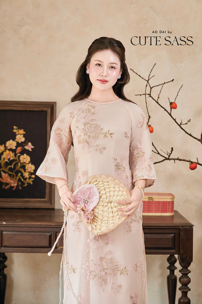 Gia Nghi - Family Cream Pink Peony Matching Ao Dai Set 61D/63C