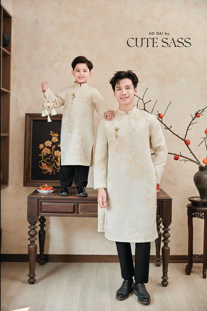 Gia Nghi - Family Cream Pink Peony Matching Ao Dai Set 61D/63C