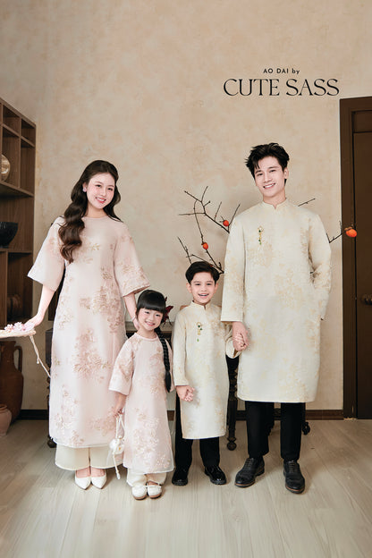 Gia Nghi - Family Cream Pink Peony Matching Ao Dai Set 61D/63C