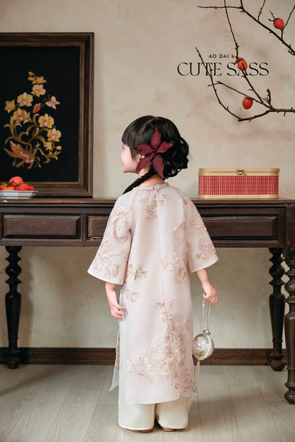 Gia Nghi - Family Cream Pink Peony Matching Ao Dai Set 61D/63C