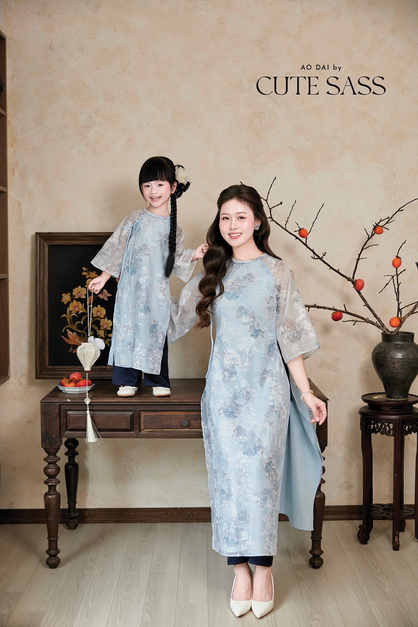 Gia Nghi - Family Blue Mountain Matching Ao Dai Set