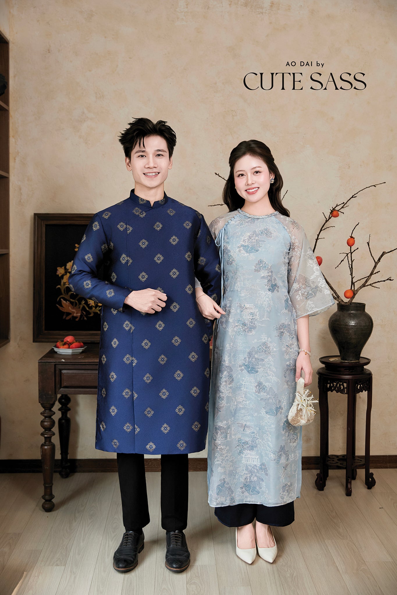 Gia Nghi - Family Blue Mountain Matching Ao Dai Set