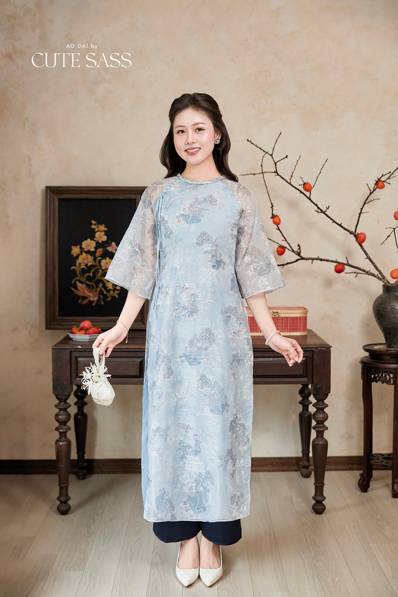Gia Nghi - Family Blue Mountain Matching Ao Dai Set