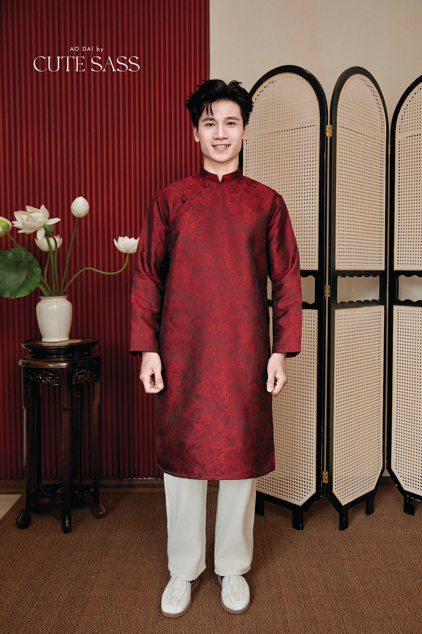 Gia Nghi - Family Red Lace Matching Ao Dai Set