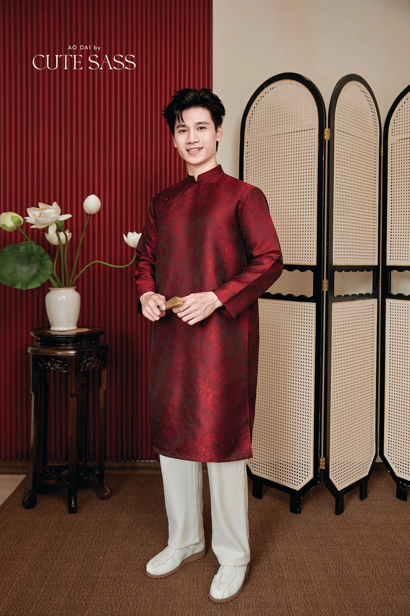 Gia Nghi - Family Red Lace Matching Ao Dai Set