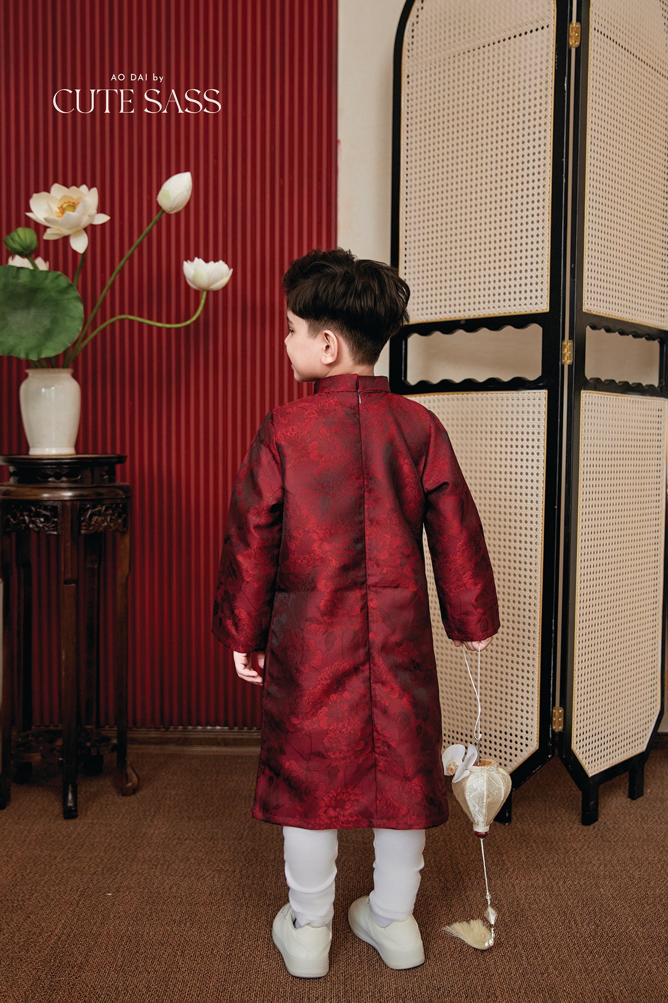 Gia Nghi - Family Red Lace Matching Ao Dai Set