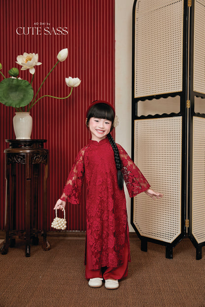 Gia Nghi - Family Red Lace Matching Ao Dai Set 49,50C