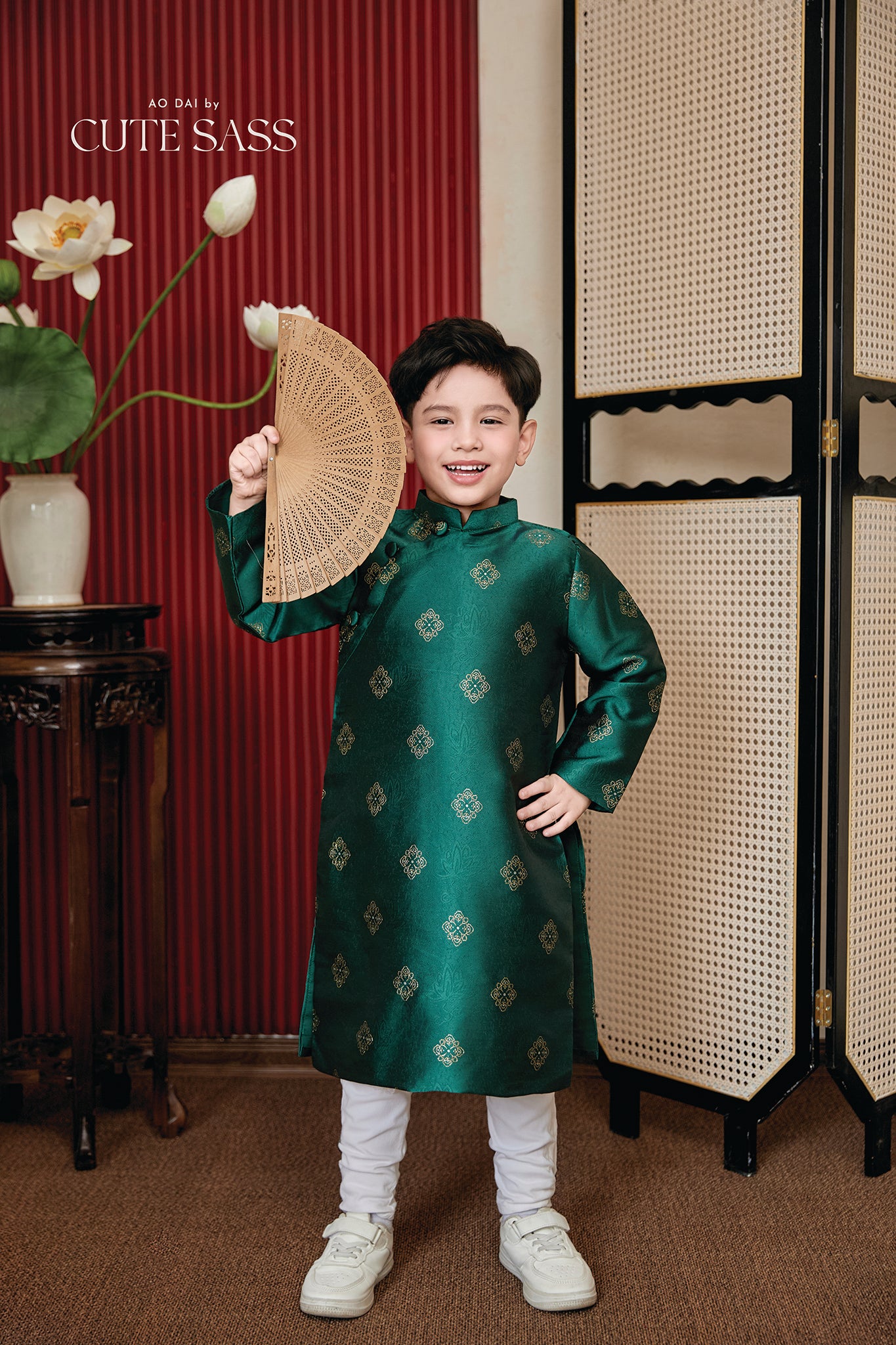 Gia Nghi - Family Green Butterfly Matching Ao Dai Set