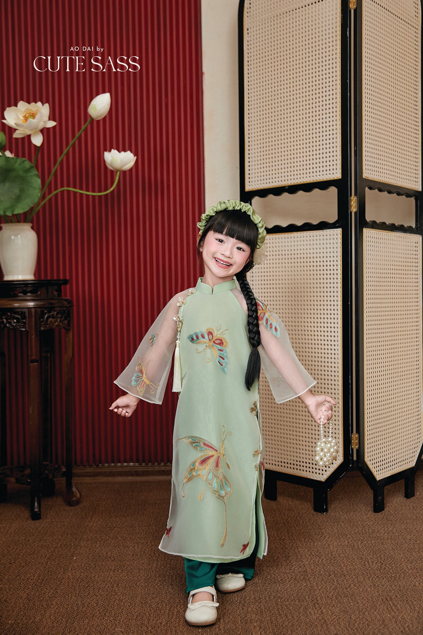 Gia Nghi - Family Green Butterfly Matching Ao Dai Set