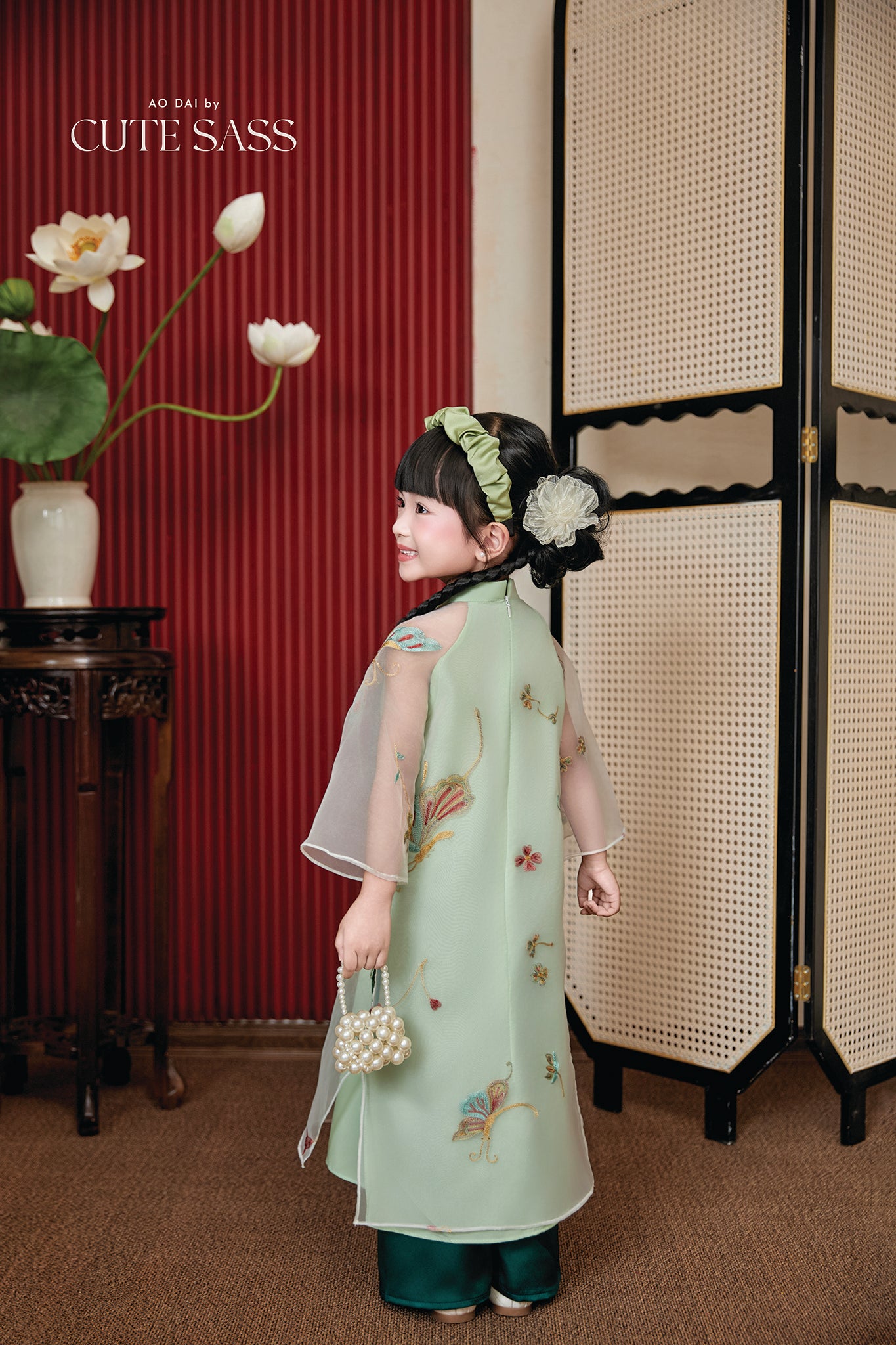 Gia Nghi - Family Green Butterfly Matching Ao Dai Set