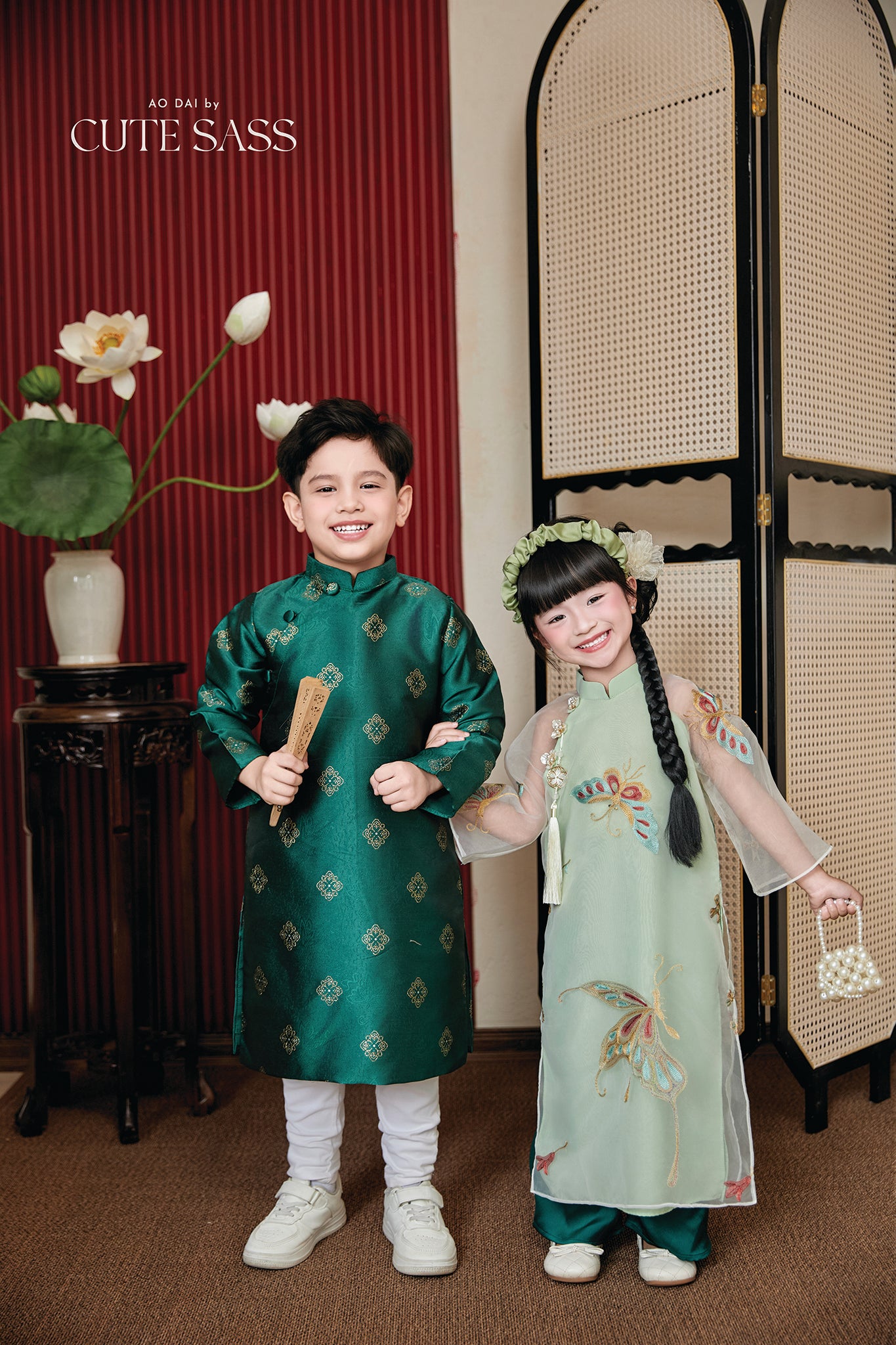 Gia Nghi - Family Green Butterfly Matching Ao Dai Set