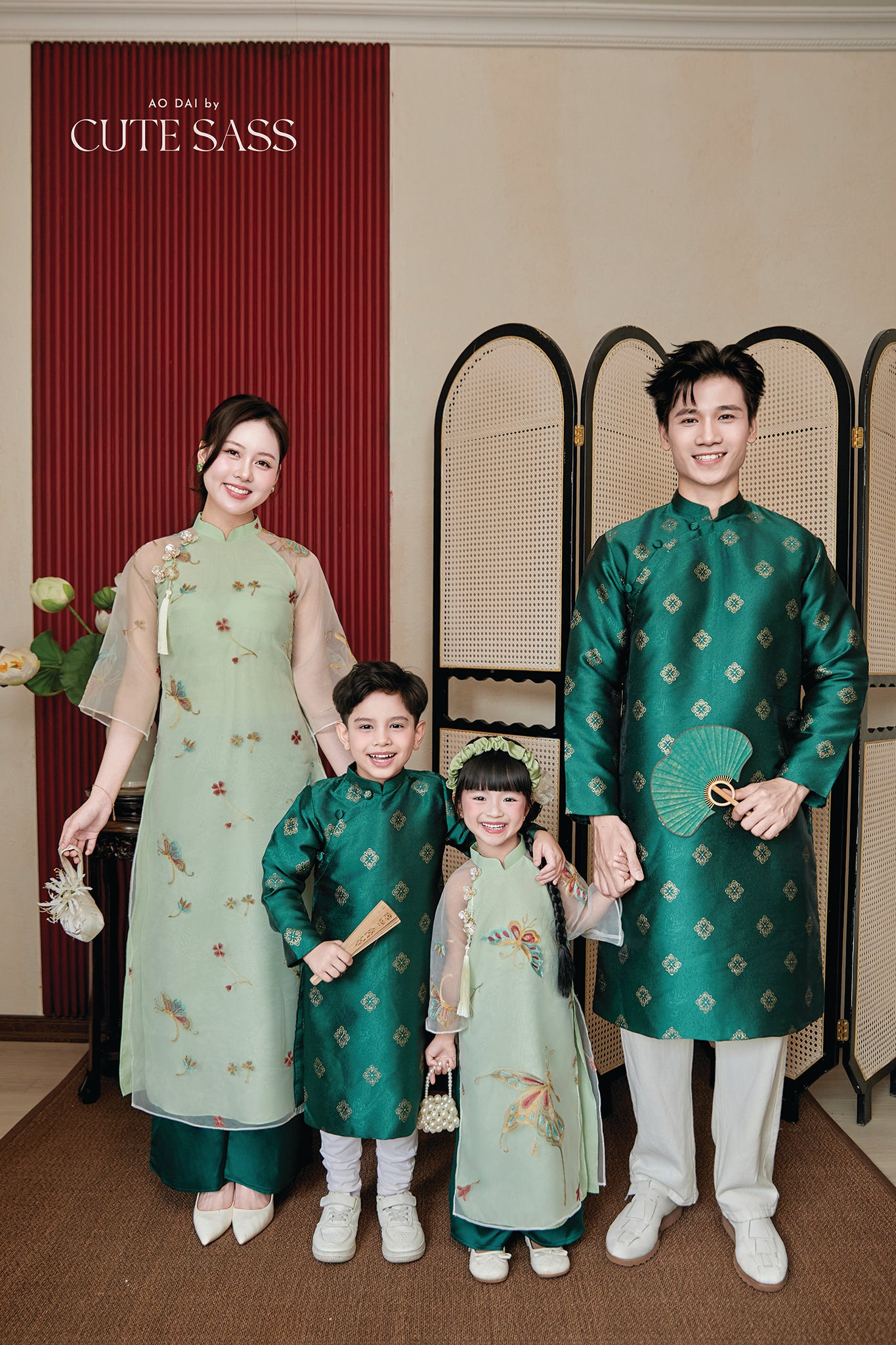 Gia Nghi - Family Green Butterfly Matching Ao Dai Set