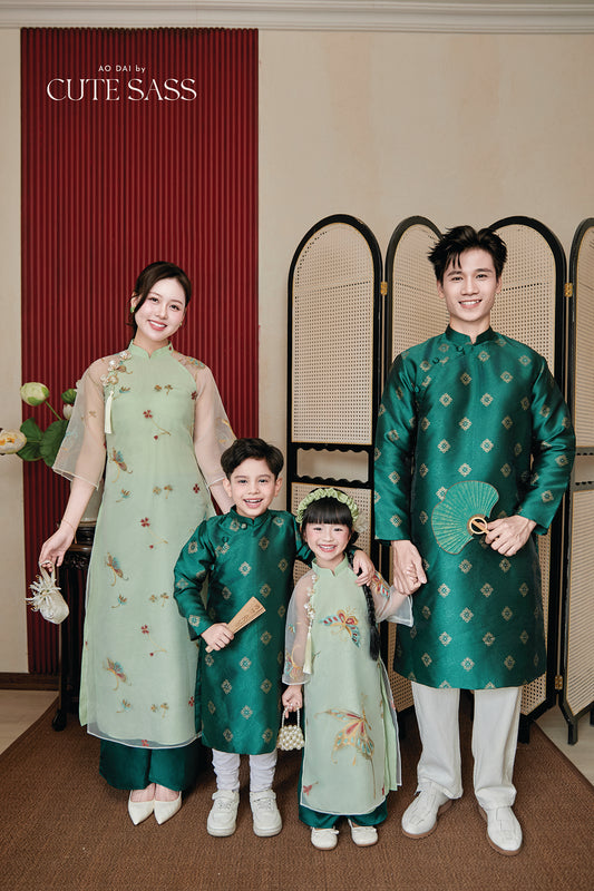 Gia Nghi - Family Green Butterfly Matching Ao Dai Set