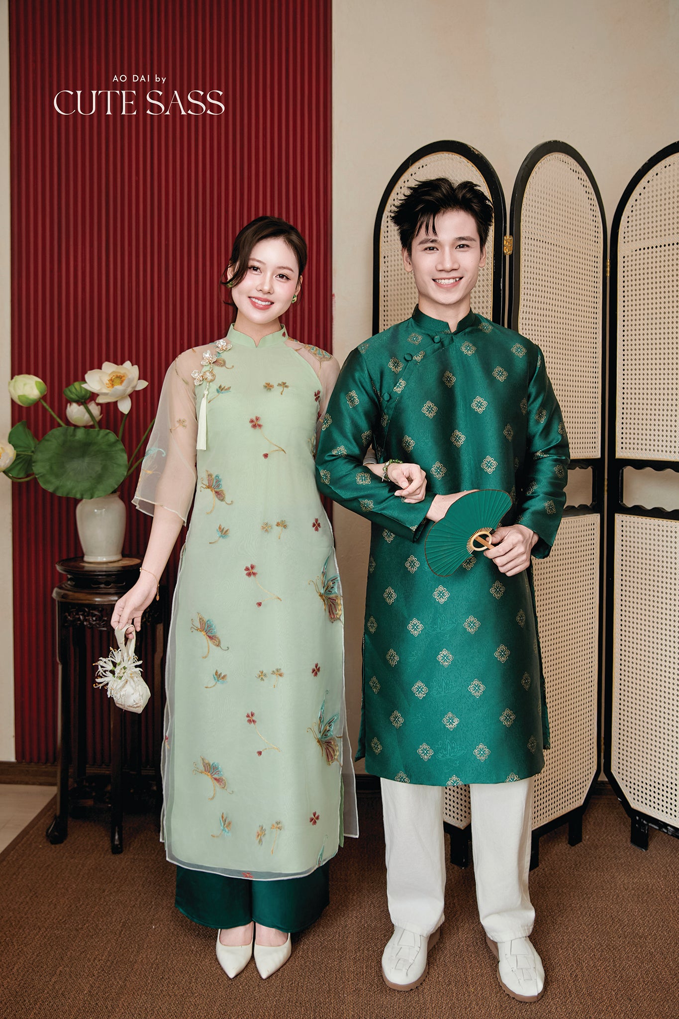 Gia Nghi - Family Green Butterfly Matching Ao Dai Set