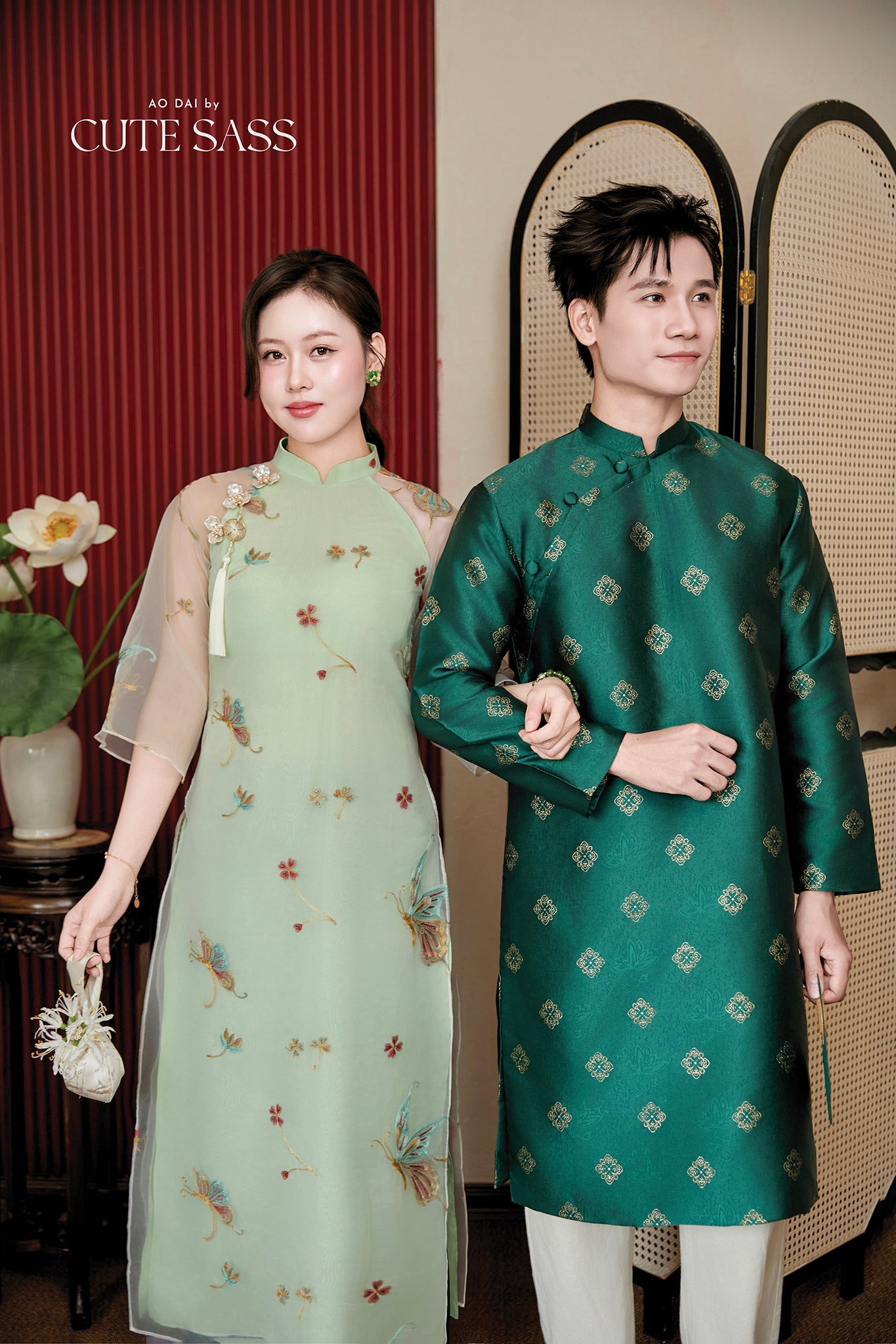 Gia Nghi - Family Green Butterfly Matching Ao Dai Set