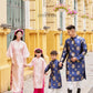 Gia Hòa - Family Pink/Blue Gold Gam Matching Ao Dai Set