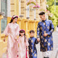 Gia Hòa - Family Pink/Blue Gold Gam Matching Ao Dai Set