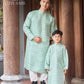 Men and Boy Mint Green Gam Square Ao Dai Top 63E